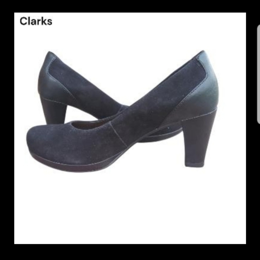 Clarks Chorus Chic Truffle Leather Black Pump High Heel Dress Shoe Women 7.5 - Picture 6 of 10